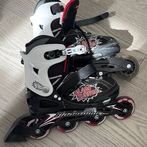 Adjustable Black and White Kids Inline Skates